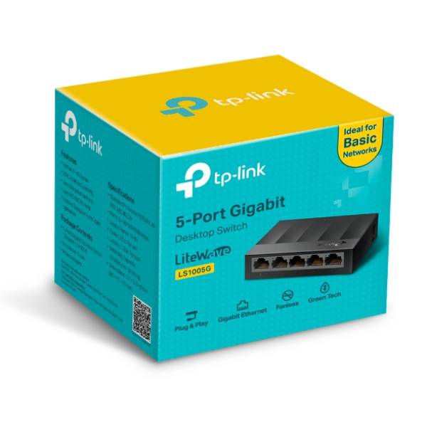 bo-chia-tin-hieu-de-ban-5-cong-10-100-1000mbps-tp-link-ls1005g-4 Bộ chia tín hiệu để bàn 5 cổng 10/100/1000Mbps TP-Link LS1005G là thiết bị mở rộng mạng nhanh chóng với 5 cổng RJ45 tự động đàm phán có hỗ trợ MDI/MDIX. Sản phẩm kiểm soát luồng IEEE 802.3X cho khả năng truyền dữ liệu tốt, đồng thời tiết kiệm điện năng tiêu thụ tối ưu nhờ công nghệ Green Ethernet. LS1005G được hoàn thiện bằng lớp vỏ nhựa chắc chắn và thiết kế không quạt, đảm bảo không tiếng ồn.